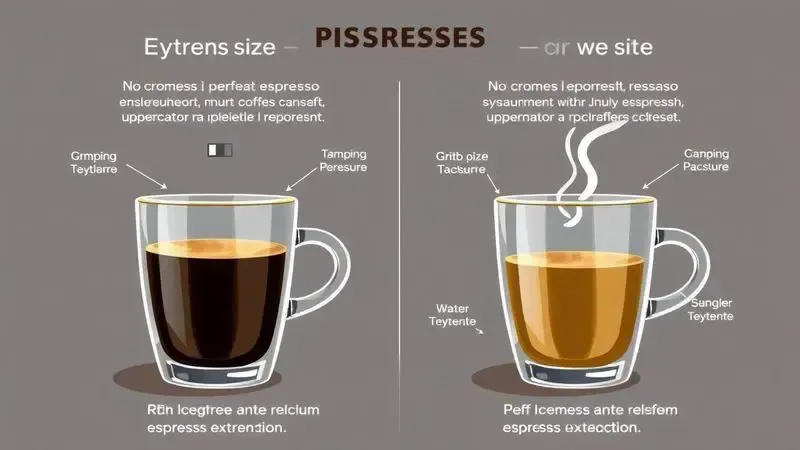 Ilustração comparativa entre extração de espresso perfeita e café aguado com causas visuais