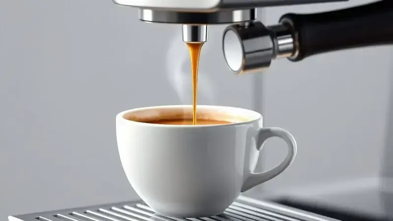 Ilustração digital de xícara de café com crema perfeita sendo servida por cafeteira