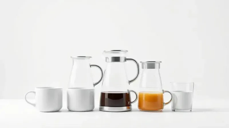 Comparação de tamanhos de cafeteiras com diferentes capacidades e medidas para cozinha