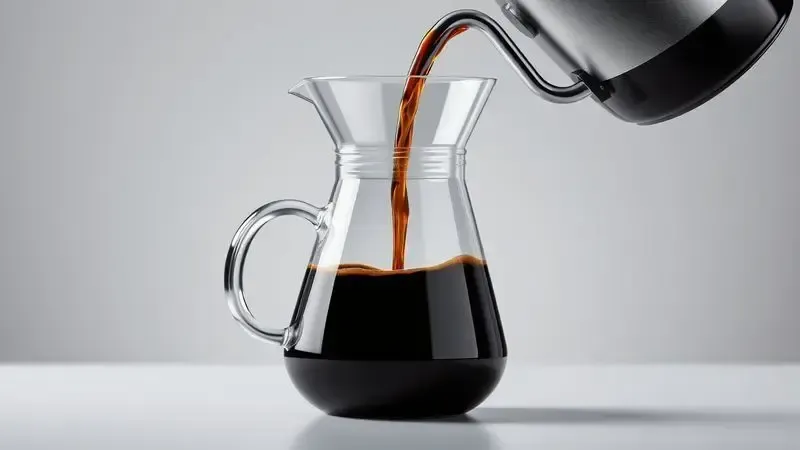 Ilustração conceitual do volume de café equivalente a 30 xícaras, mostrando uma cafeteira cheia