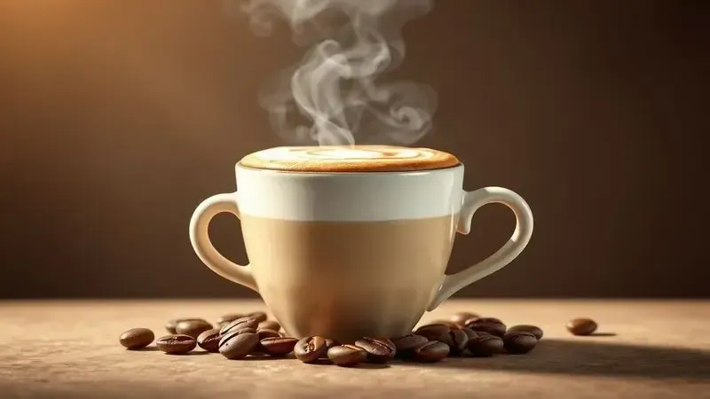 Ilustração conceitual de um cappuccino clássico com arte na espuma, mostrando a origem e essência da bebida
