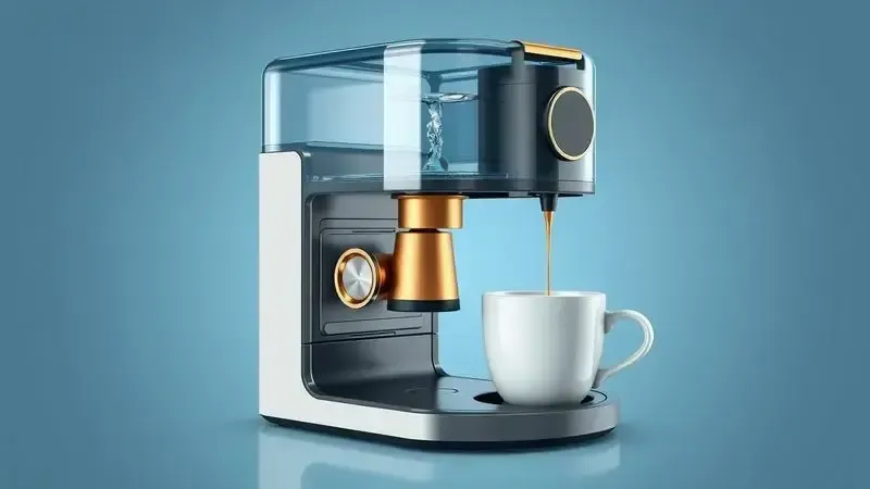 Diagrama ilustrativo mostrando o fluxo de água e café dentro de uma cafeteira multicápsula.