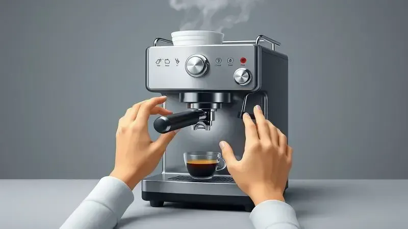 Ilustração conceitual demonstrando o uso correto de uma cafeteira espresso