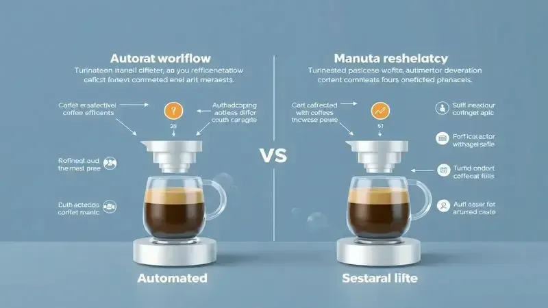 Comparação conceitual entre processos automatizados e manuais na preparação de café em escala