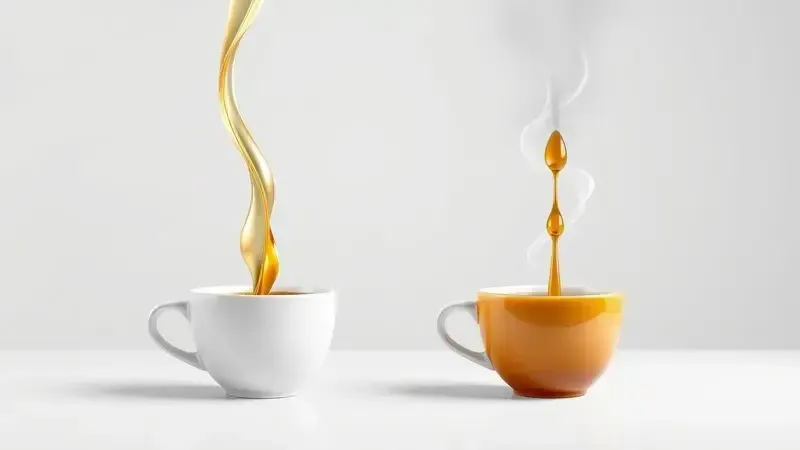 Comparação conceitual entre um café perfeito e um café afetado pelo calcário, mostrando diferença no sabor e na aparência.