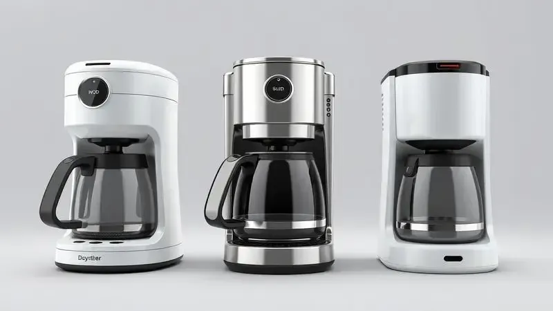 Comparação visual conceitual entre diferentes modelos de cafeteiras elétricas