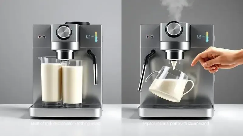 Comparação ilustrativa entre sistema automático de reservatório de leite e vaporizador manual