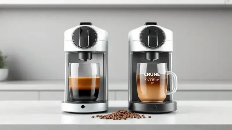Ilustração 3D conceitual mostrando compatibilidade com cápsulas e café em pó em sistema de preparo duplo.