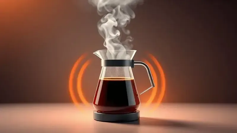 Conceito ilustrado de conservação de calor e sabor do café em cafeteira elétrica