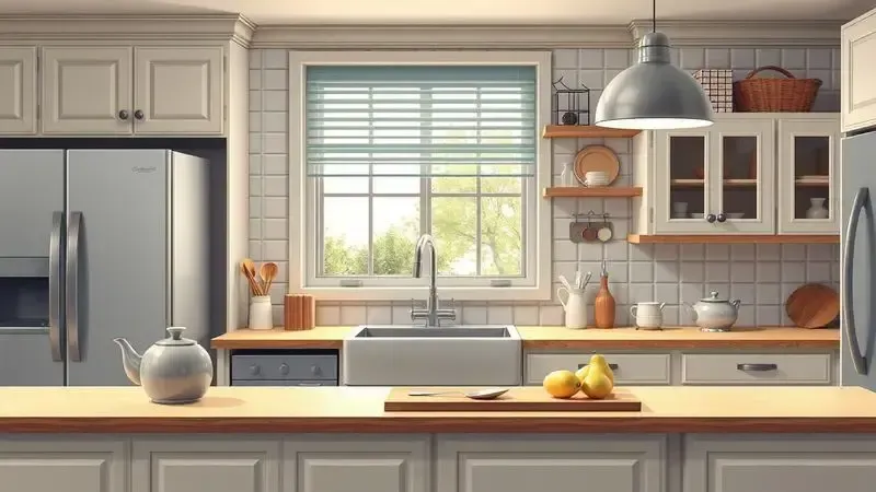 Cena conceitual de uma cozinha atemporal com elementos clássicos, representando tradição e confiabilidade.