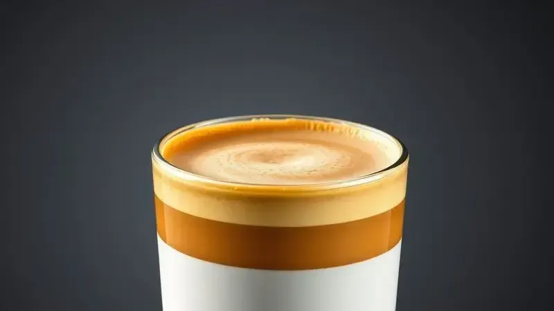 Crema perfeita de espresso com camada espessa e dourada, indicando qualidade na extração do café.
