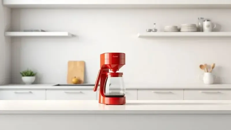 Conceito de design contemporâneo de cafeteira com cores vibrantes em cozinha moderna minimalista