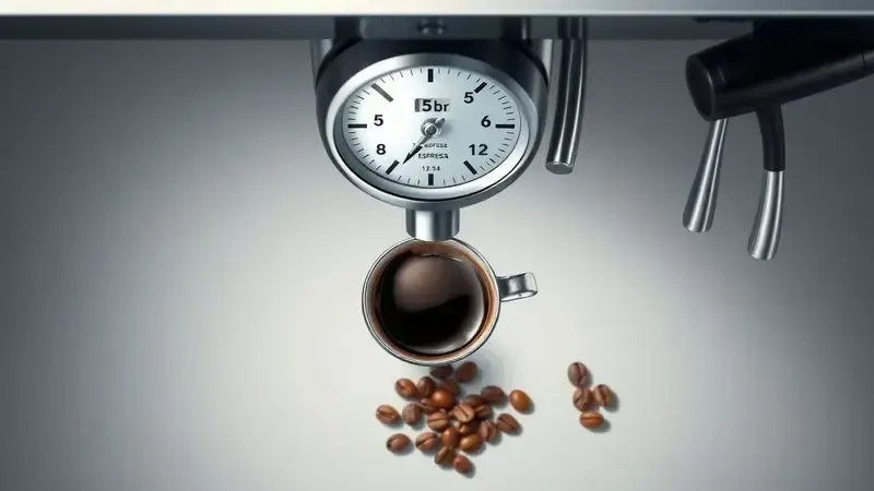 Ilustração conceitual dos destaques de uma máquina de café: pressão, vapor e café espresso.