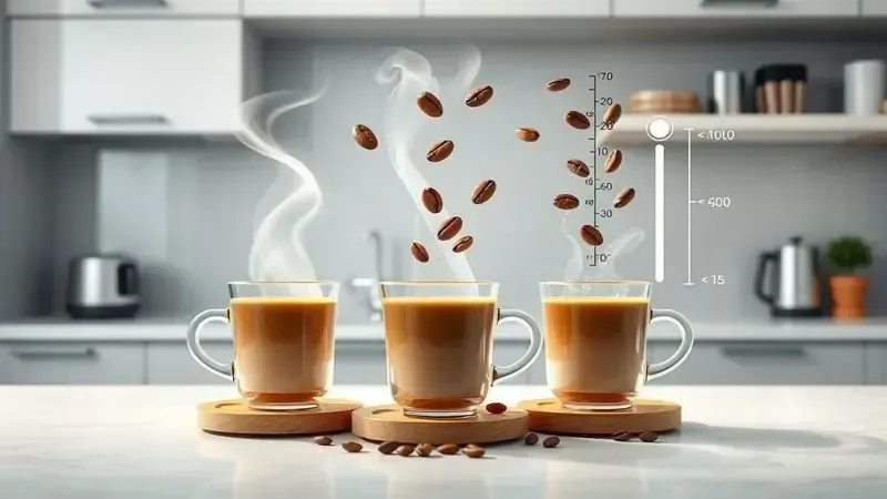Cena conceitual ilustrando elementos que afetam o sabor do café como aroma, temperatura e qualidade da água