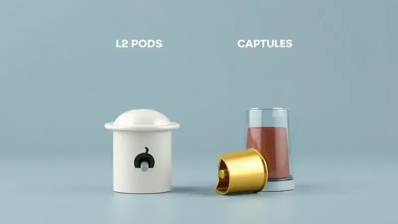 Comparação visual entre sachês e cápsulas de café mostrando diferenças de formato e funcionamento