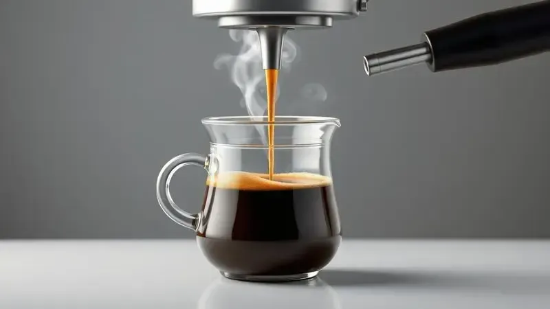 Conceito visual do processo rápido de preparo de espresso em 30 segundos com crema rica