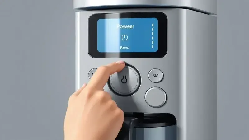 Ilustração conceitual da interface e facilidade de uso de uma cafeteira, com botões intuitivos.