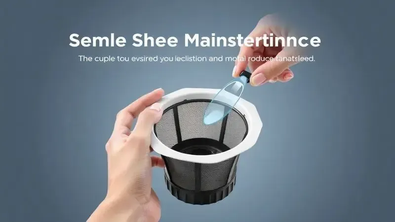 Ilustração conceitual de filtro removível de cafeteira com manuseio simplificado.