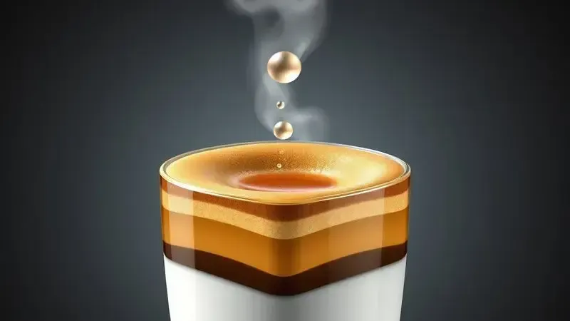 Formação da crema do café expresso em visão conceitual artística da espuma dourada