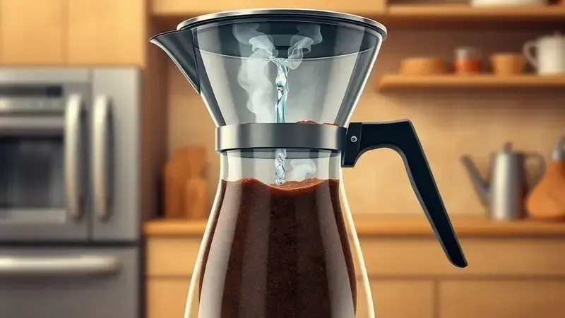 Diagrama ilustrativo do funcionamento interno de uma cafeteira moka mostrando o processo de extração do café.