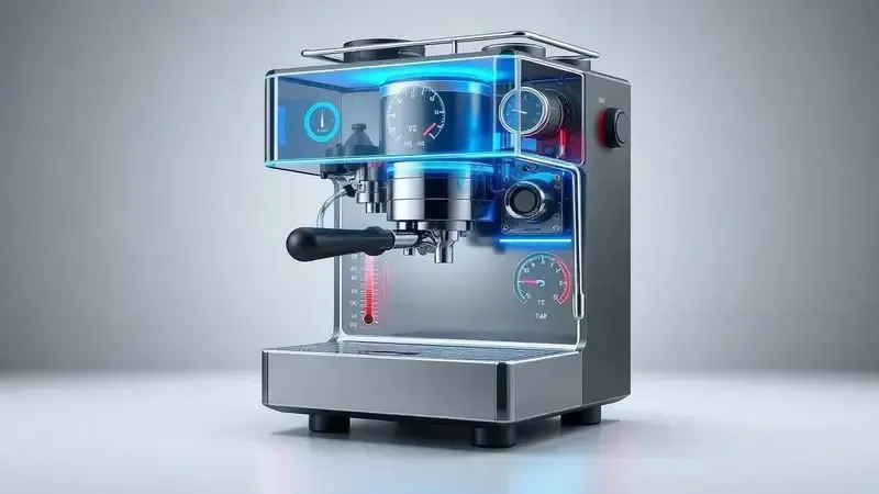 Funcionamento interno cafeteira Dolce Gusto mostrando controle de temperatura e pressão espresso