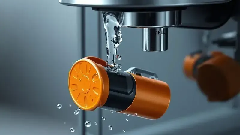Suporte de cápsulas de cafeteira sendo higienizado separadamente da máquina sob água corrente.