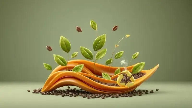 Ilustração conceitual sobre o impacto no sabor do café e sustentabilidade ambiental com filtros permanentes.