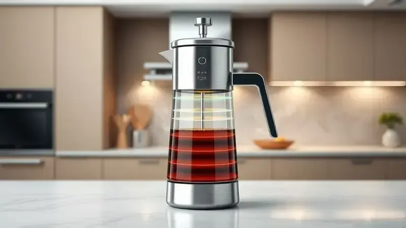 Jarra térmica de inox conceitual com visualização de retenção de calor para café fresco