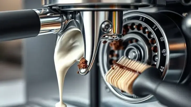 Limpeza detalhada do bico de vapor e moedor de grãos integrado de máquina de café espresso
