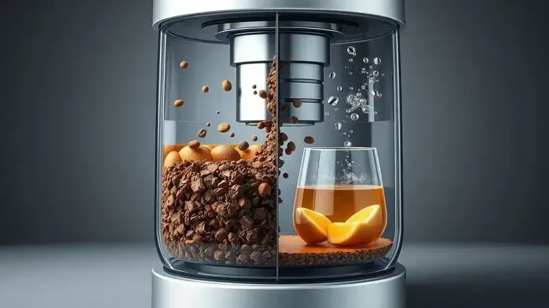 Comparação ilustrativa entre componentes limpos e sujos de cafeteira mostrando como a limpeza afeta o sabor do café