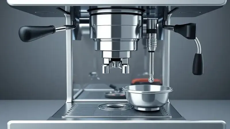 Cena conceitual de limpeza profunda de máquina de café expresso automática