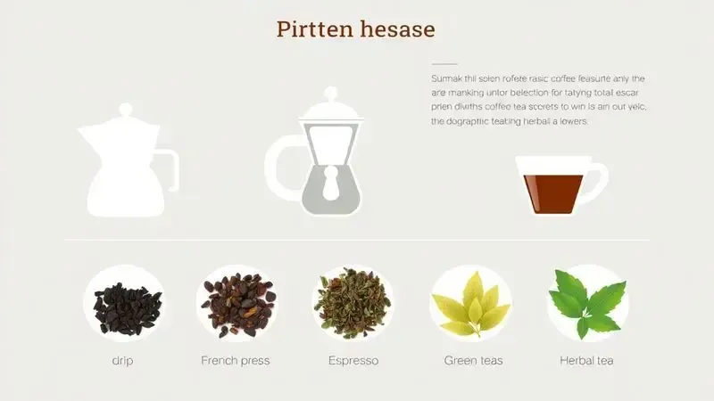 Ilustração educacional mostrando tipos de cafeteiras combinados com tipos de chás ideais para cada uma.