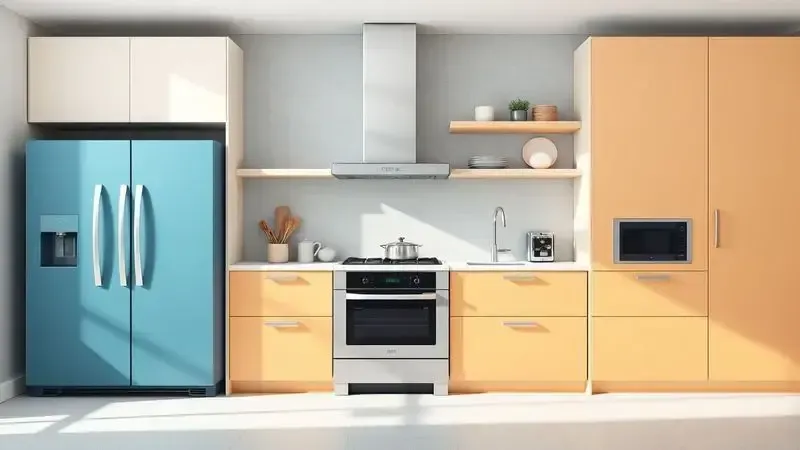 Paleta de cores conceitual para eletrodomésticos de cozinha com design moderno