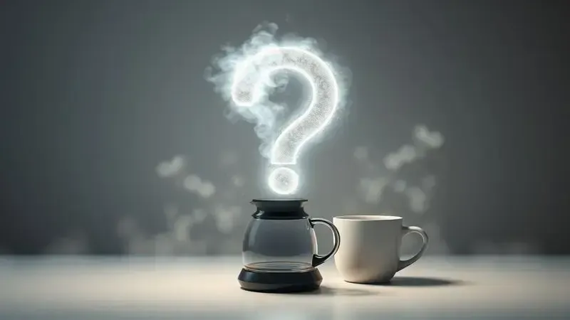 Ilustração conceitual representando perguntas frequentes sobre cafeteiras para 2 xícaras.