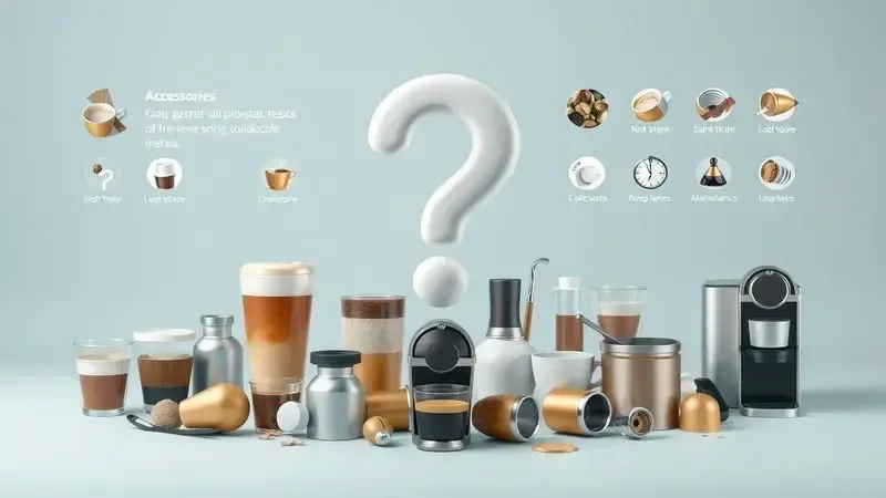 Ilustração conceitual representando dúvidas comuns sobre cafeteiras de cápsulas com elementos visuais informativos