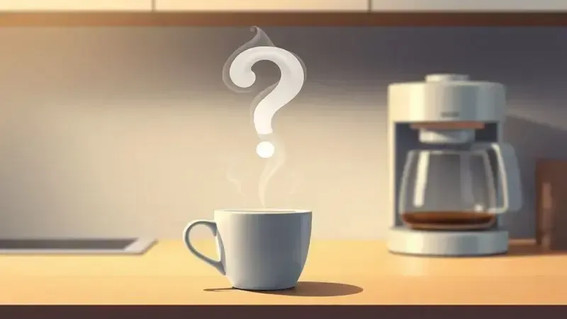Ilustração conceitual de ponto de interrogação feito com vapor de café, simbolizando perguntas frequentes sobre cafeteiras.