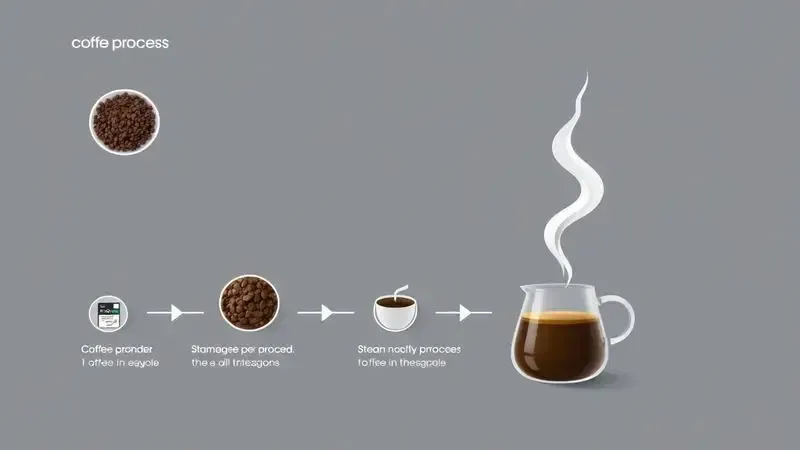 Processo ilustrativo do preparo de café em cafeteira elétrica passo a passo conceitual