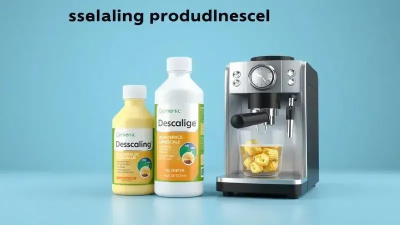 Ilustração de produtos para descalcificação de máquinas de café