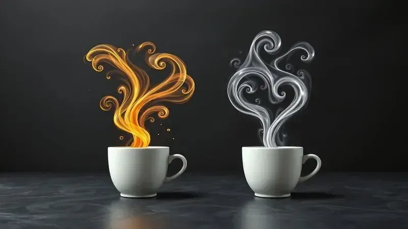 Representação artística dos perfis de sabor e aroma extraídos pelo café coado e pela cafeteira elétrica.