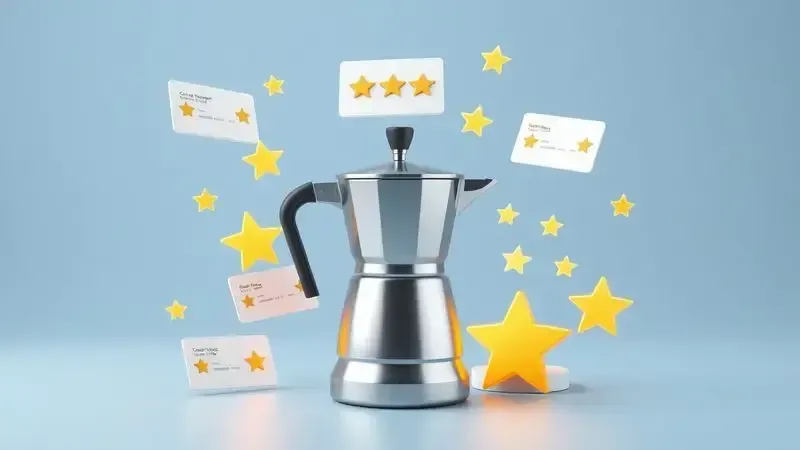 Representação conceitual de avaliações e feedback de consumidores sobre cafeteira italiana