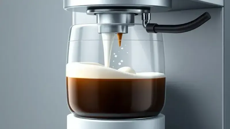 Ilustração do sistema automático LatteGo da Philips mostrando como aquece e crema o leite para cappuccino.