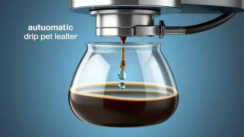 Mecanismo de corte automático de pingos em cafeteira elétrica ilustrado em 3D