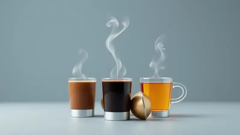 Ilustração conceitual do sistema multibebidas com diferentes tipos de cápsulas
