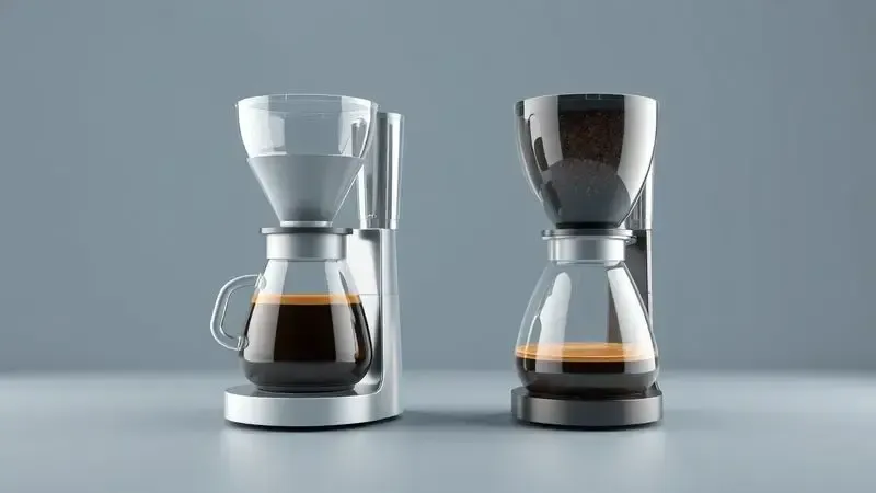 Ilustração conceitual dos sistemas de extração de cápsulas de café Original e Vertuo em 3D