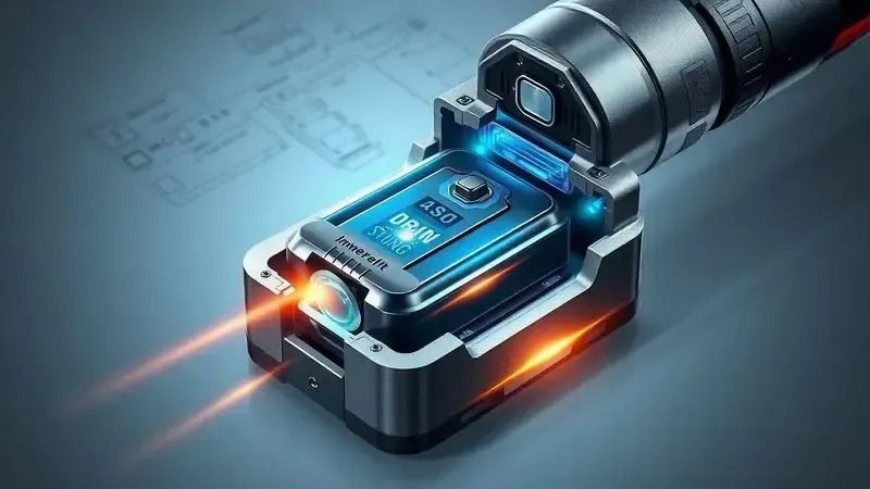 Ilustração conceitual da tecnologia CXT mostrando encaixe compacto e conexão de energia para baterias.