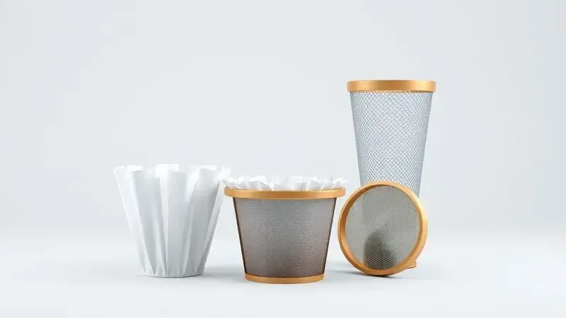 Comparação visual entre diferentes tipos de filtros para cafeteira elétrica
