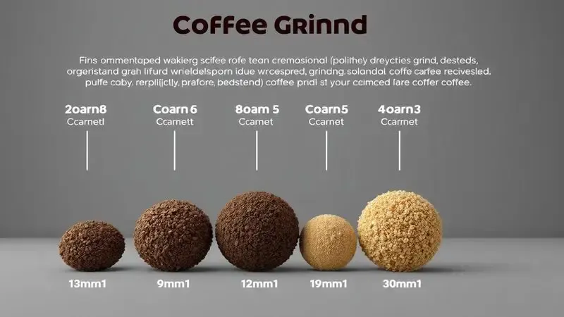 Ilustração 3D mostrando diferentes tamanhos de moagem de café ideal para cafeteira italiana.