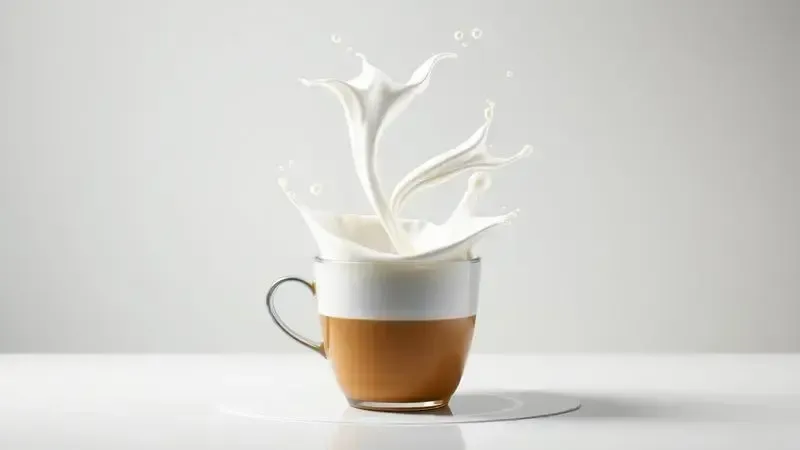 Conceito artístico de vaporização de leite formando vórtice cremoso para cappuccino