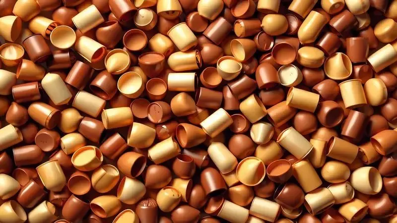 Composição artística de cápsulas coloridas representando a vasta gama de sabores e intensidades disponíveis.